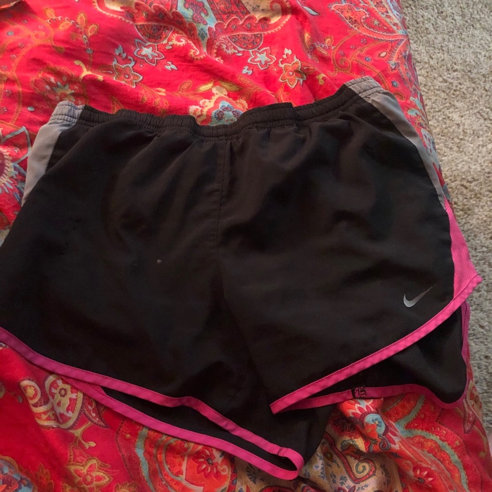 Nike black, pink, and grey small dri fit shorts